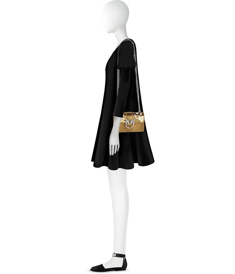 商品PINKO|Pinko 小号天鹅绒珍珠装饰链条包,价格¥1771,第3张图片详细描述
