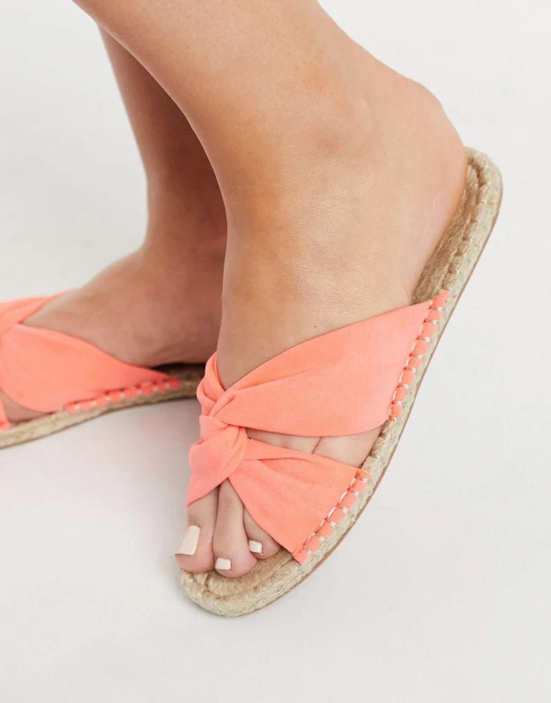 商品ASOS|ASOS DESIGN Jollie knotted mule espadrille in coral,价格¥95,第2张图片详细描述