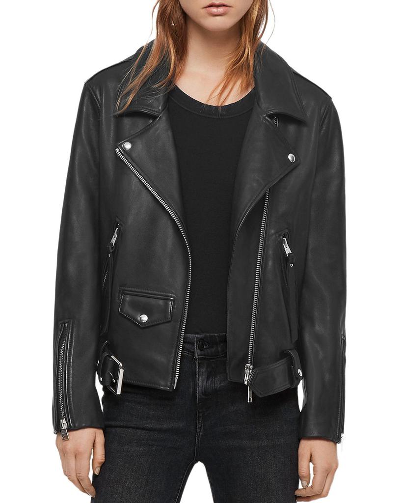 Luna Shearling-Vest Leather Biker Jacket商品第4张图片规格展示