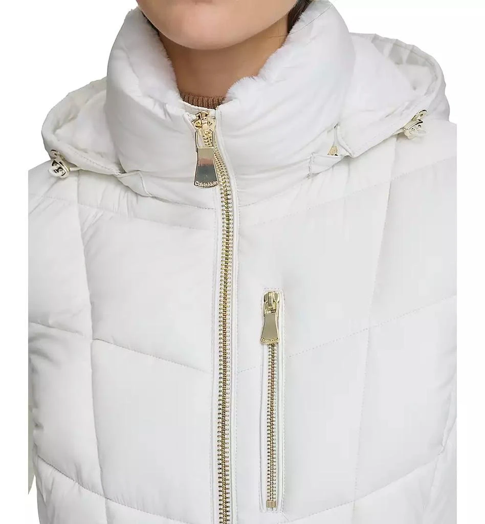 商品Calvin Klein|Women's Faux-Fur-Trim Hooded Puffer Coat, Created for Macy's,价格¥649,第4张图片详细描述