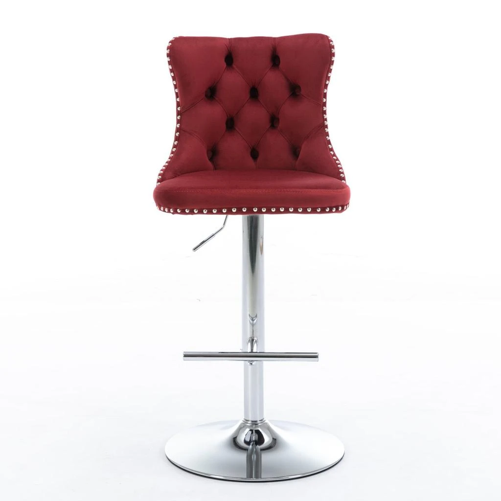 商品Streamdale Furniture|Streamdale Adjustable Swivel Barstools Set in Wine Red,价格¥1604,第2张图片详细描述