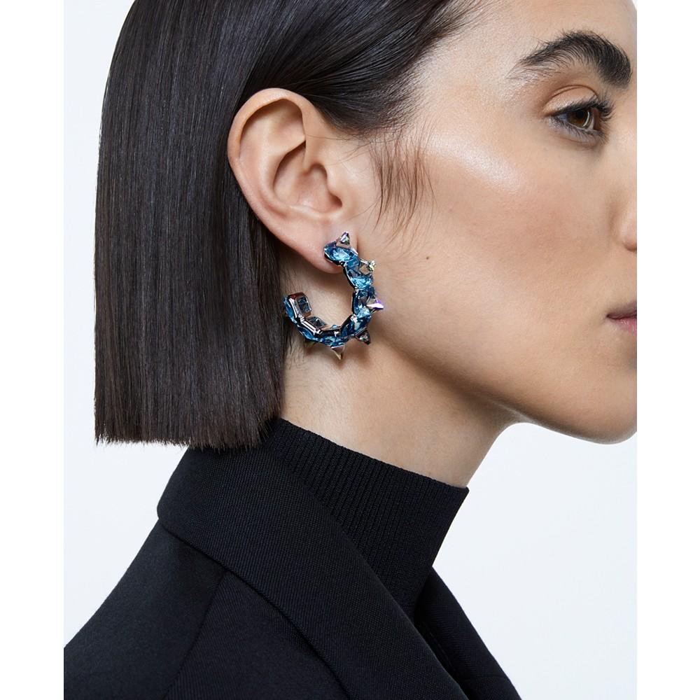 Silver-Tone Crystal-Studded C-Hoop Earrings商品第4张图片规格展示