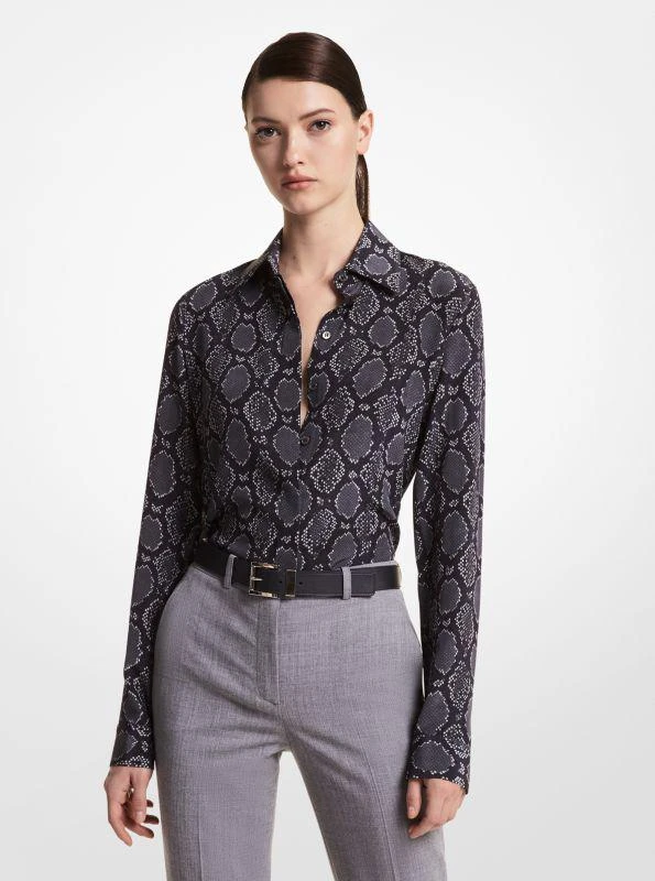 商品Michael Kors|Hansen Python Silk Crepe de Chine Shirt,价格¥2669,第1张图片