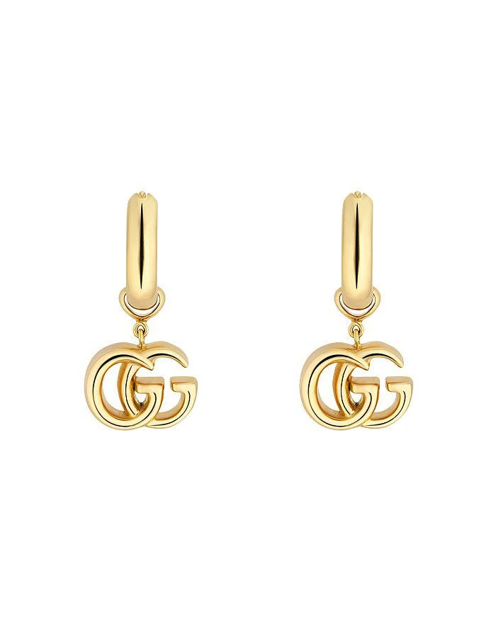 商品Gucci|18K Yellow Gold Running GG Logo Huggie Hoop Earrings,价格¥23194,第1张图片详细描述