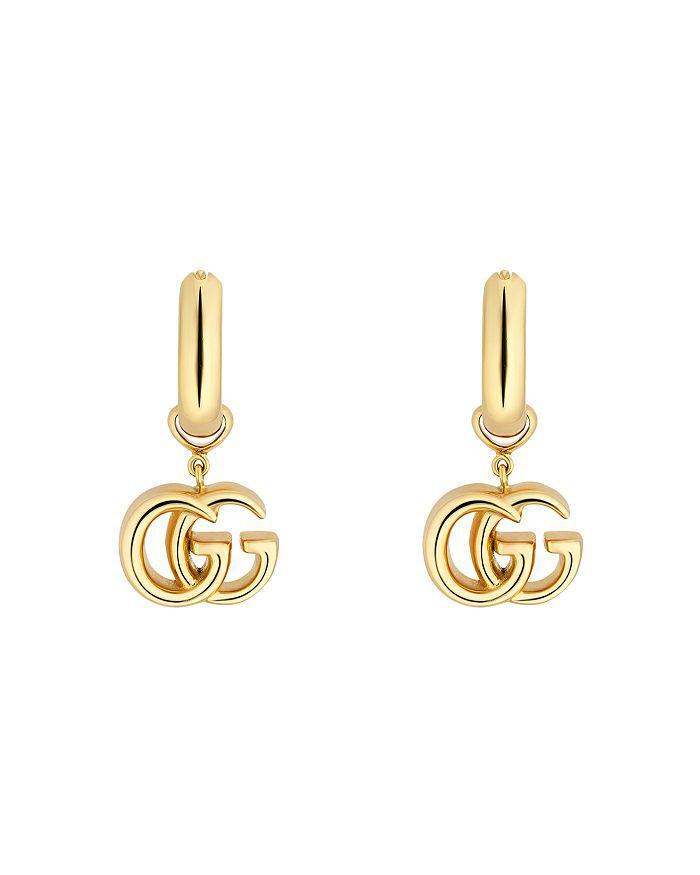 商品Gucci|18K Yellow Gold Running GG Logo Huggie Hoop Earrings,价格¥21987,第3张图片详细描述