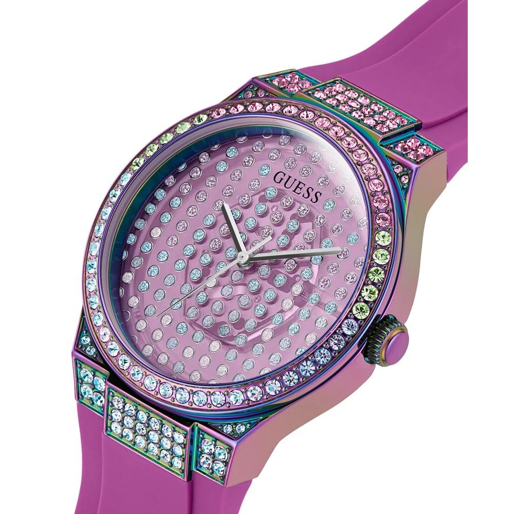 商品GUESS|Women's Quartz Iridescent Purple Silicone Strap Watch 39mm,价格¥789,第4张图片详细描述