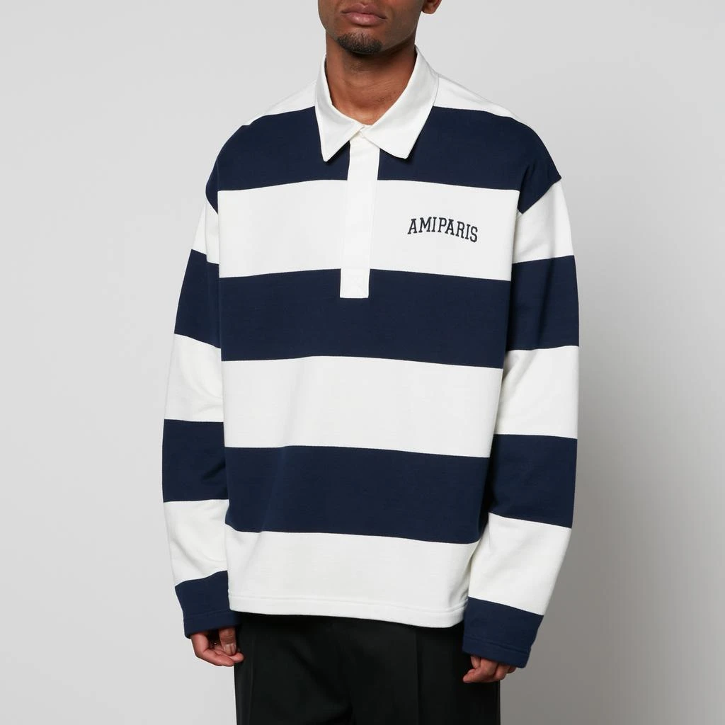 商品AMI|AMI Logo-Embroidered Striped Cotton Rugby Shirt,价格¥1131,第1张图片