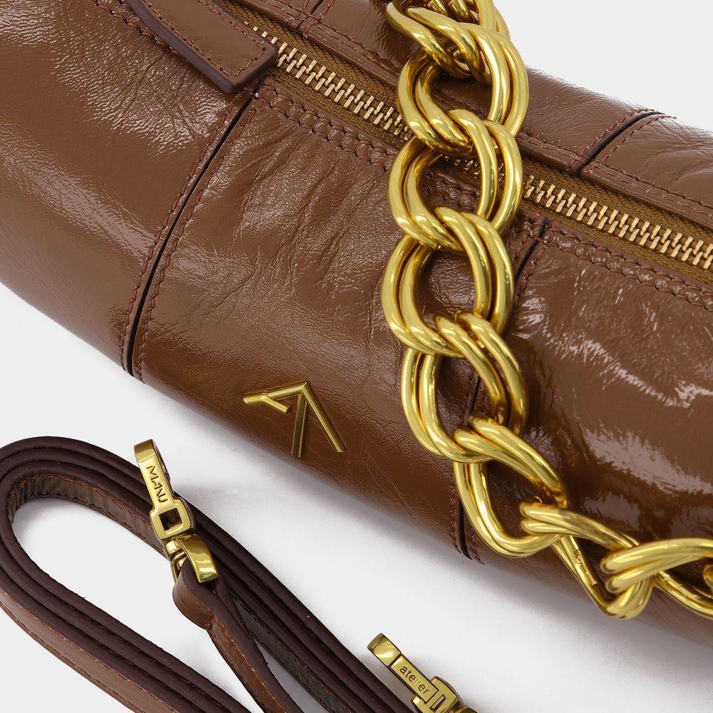 Mini Cylinder Bag in Brown Leather商品第5张图片规格展示