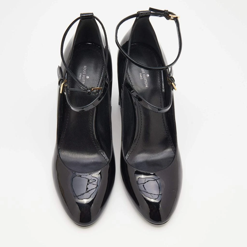 商品[二手商品] Louis Vuitton|Louis Vuitton Black Patent Leather Ankle Strap Block Heel Pumps Size 40,价格¥5817,第3张图片详细描述