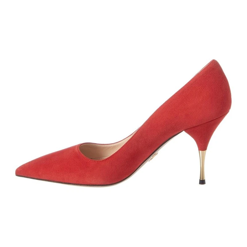 PRADA 女士红色绒面革尖头高跟鞋 1I573L-008-F0011 商品