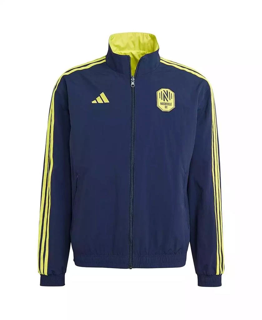 商品Adidas|Men's Navy and Yellow Nashville SC 2023 On-Field Anthem Full-Zip Reversible Team Jacket,价格¥823,第2张图片详细描述