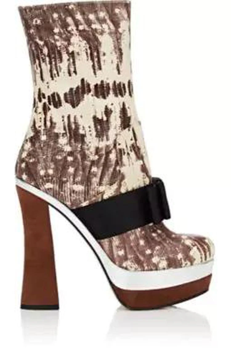 商品Miu Miu|Snakeskin-Stamped Leather Platform Ankle Boots,价格¥5946,第1张图片