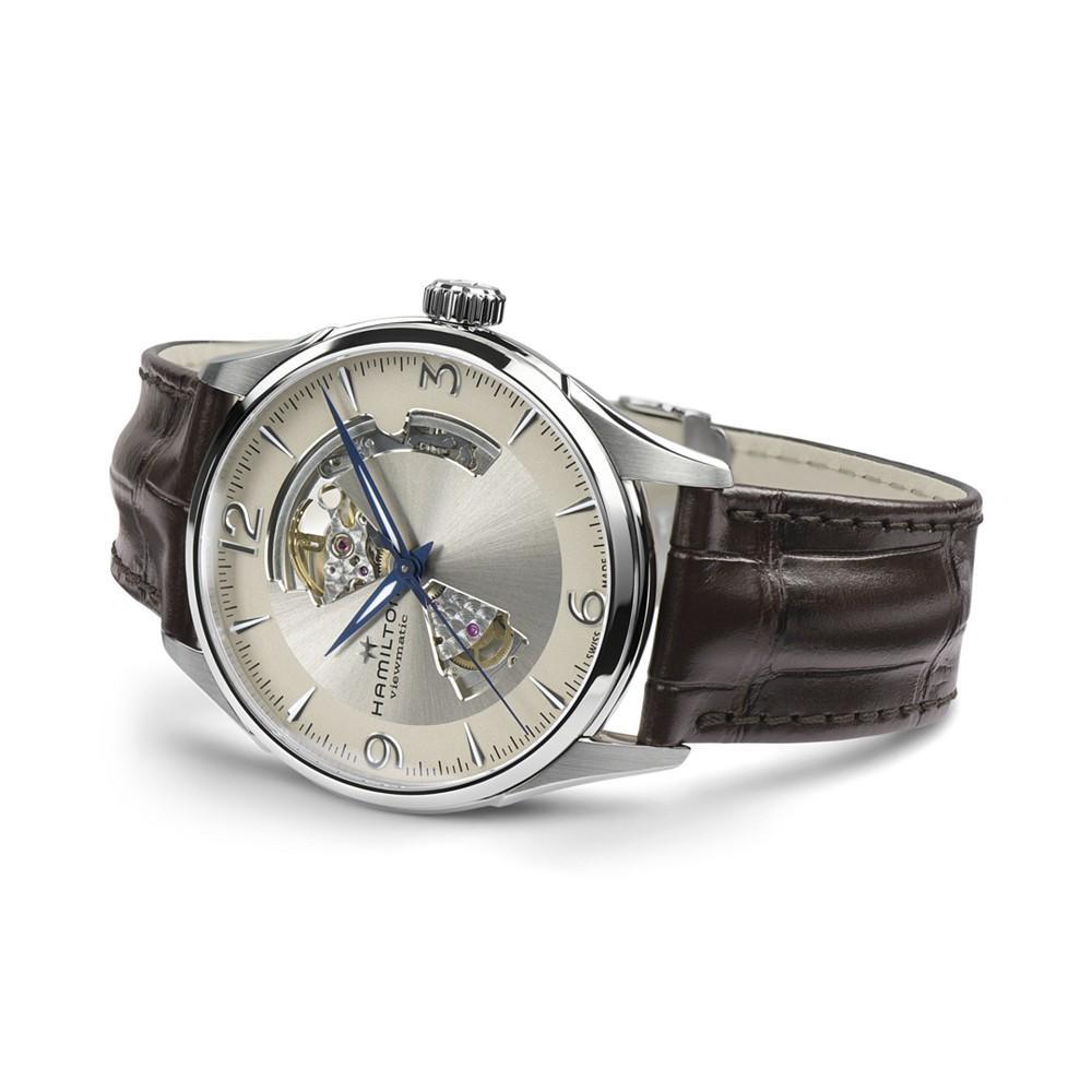 商品Hamilton|Men’s Swiss Automatic Jazzmaster Open Heart Brown Leather Strap Watch 42mm,价格¥7446,第7张图片详细描述