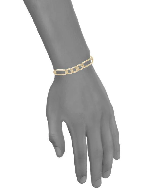 商品Saks Fifth Avenue|14K Yellow Gold Concave Figaro Link Bracelet/4.75MM,价格¥6850,第2张图片详细描述