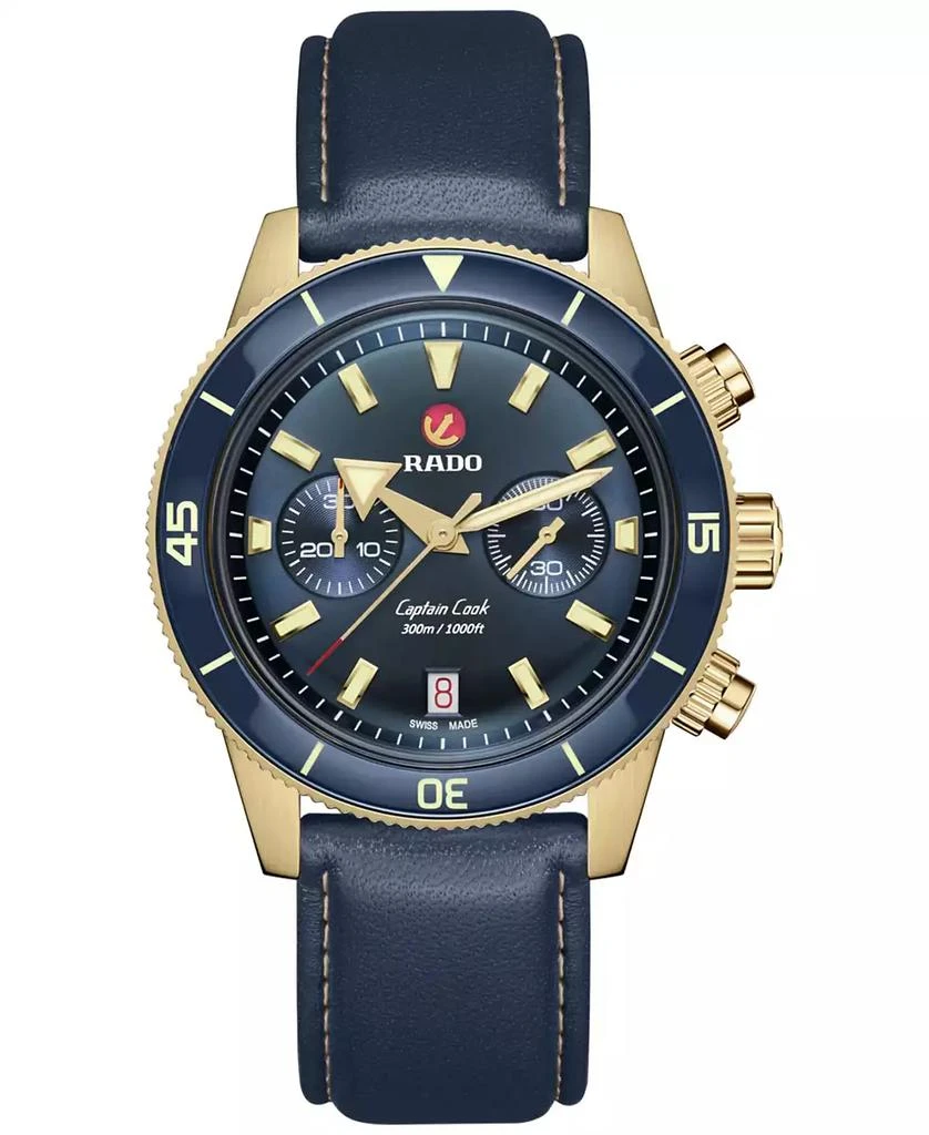 商品Rado|Men's Swiss Automatic Chronograph Captain Cook Blue NATO Strap Watch 43mm,价格¥36475,第3张图片详细描述