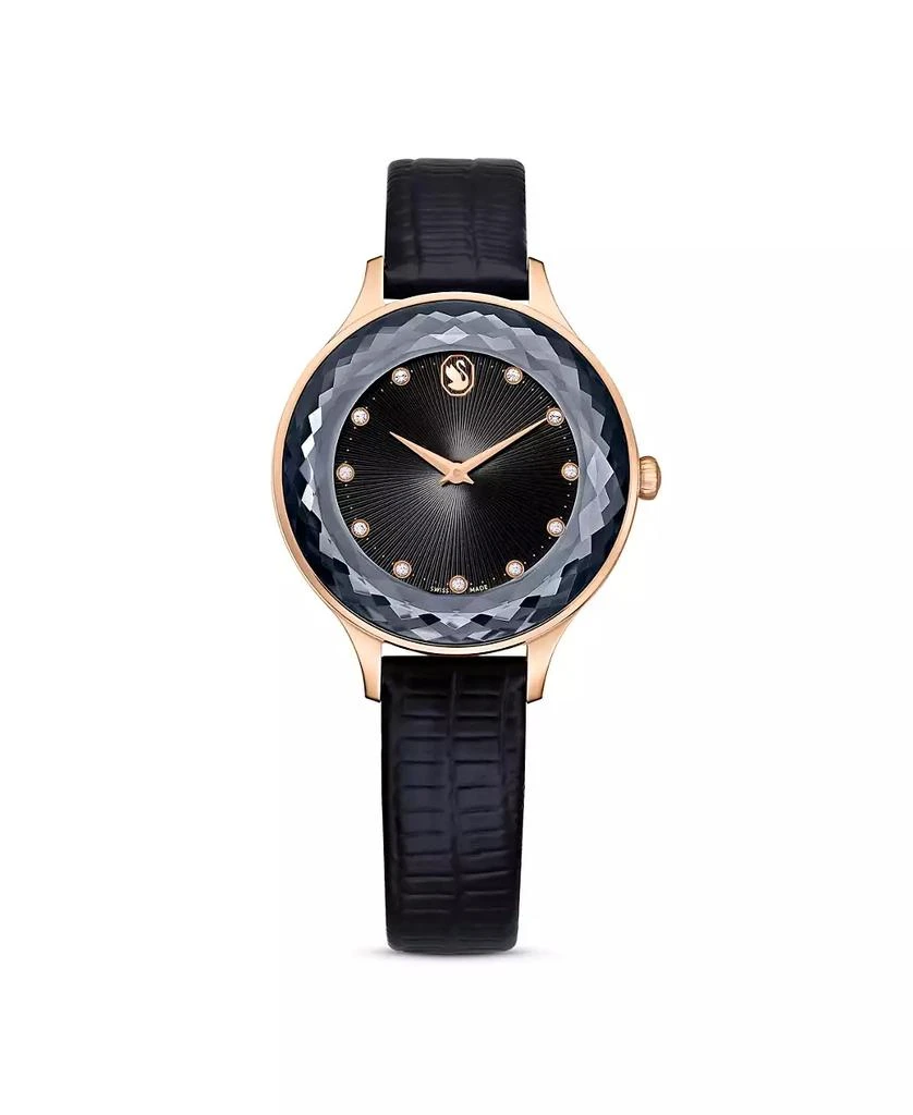 商品Swarovski|Women's Analog Swiss Made Octea Nova Black Leather Strap Watch, 33mm,价格¥1727,第1张图片