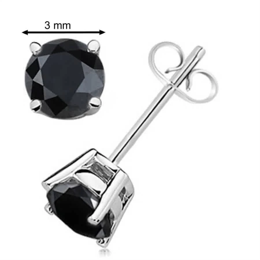 商品Maulijewels|0.20 Carat Natural Round Black Diamond Prong Set Stud Earring In 14K Black & Yellow Gold,价格¥1151,第2张图片详细描述