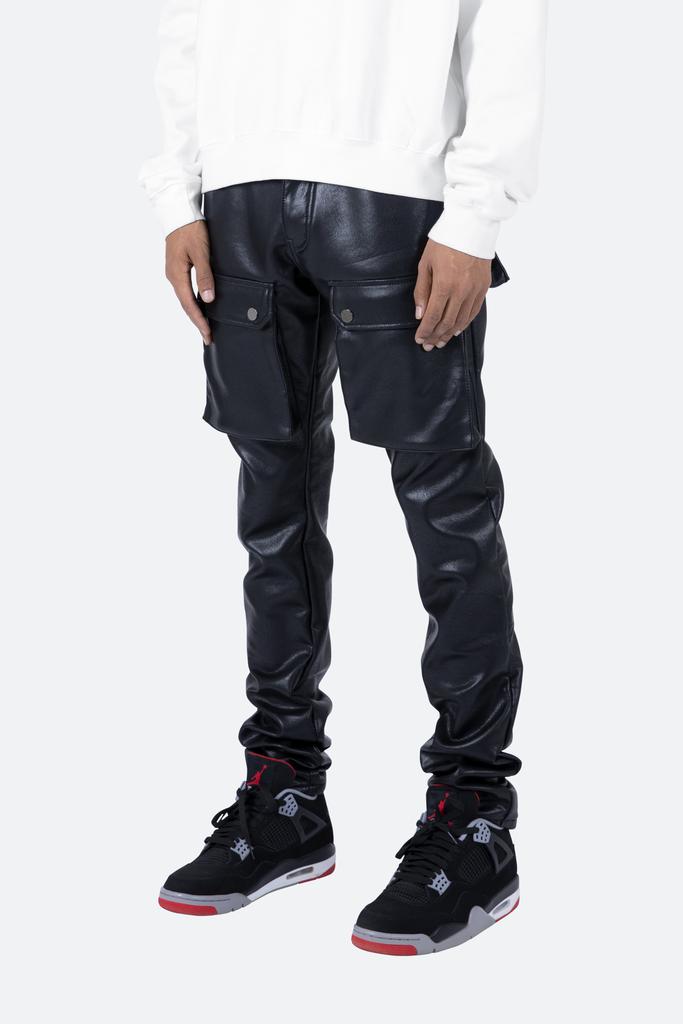 Leather Snap Cargo Pants - Black商品第4张图片规格展示