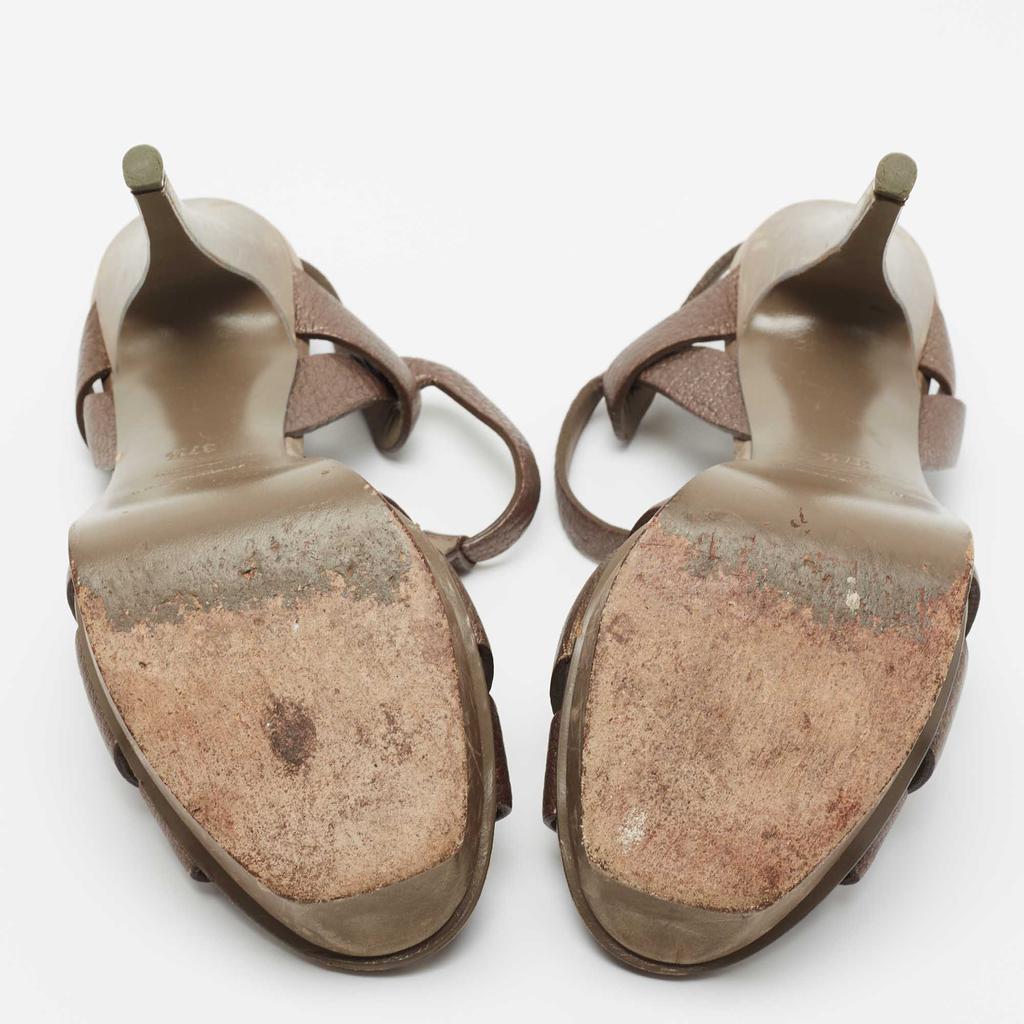 Saint Laurent Metallic Bronze Leather Tribute  Ankle Sandals Size 37.5商品第6张图片规格展示