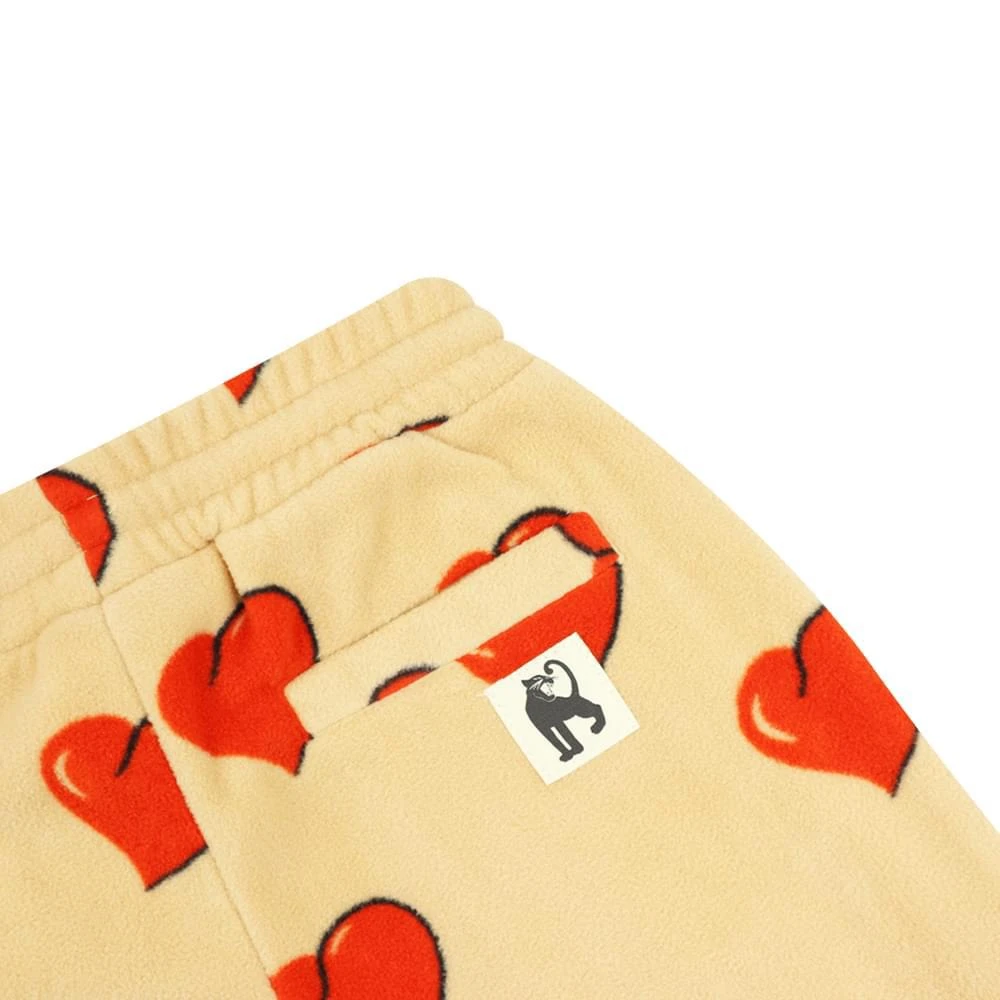 商品Mini Rodini|Beige Heart Fleece Joggers,价格¥144,第4张图片详细描述