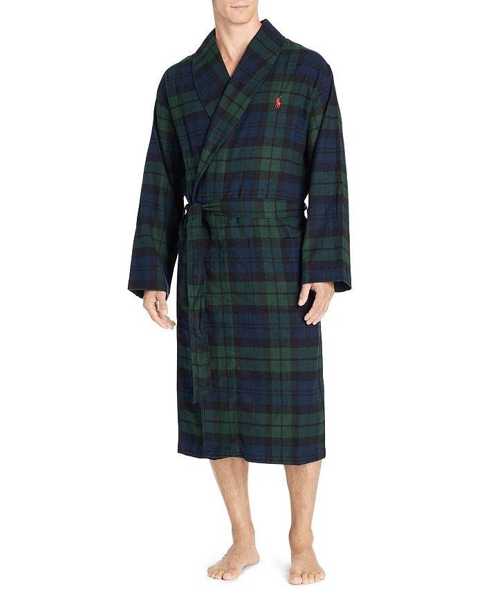 商品Ralph Lauren|Black Watch Plaid Flannel Robe,价格¥407,第1张图片