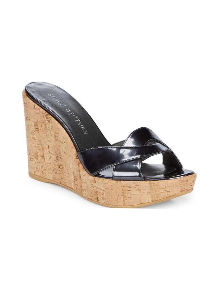 商品Stuart Weitzman|Overit Leather Wedge Slides,价格¥1105,第2张图片详细描述