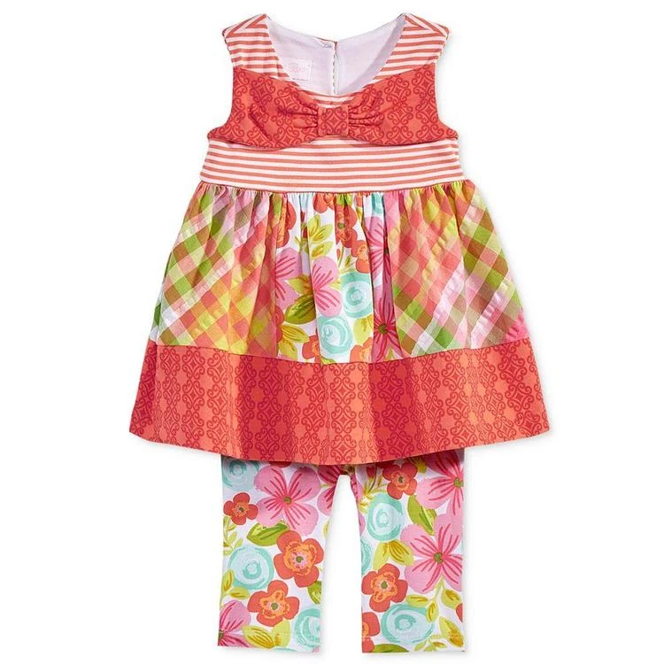 商品Bonnie Baby|2-Pc. Mixed-Print Tunic & Leggings Set, Baby Girls (0-24 months),价格¥94,第2张图片详细描述