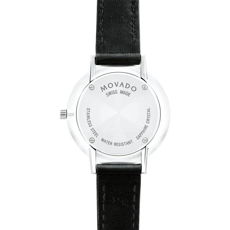 商品Movado|Women's Swiss Ultra Slim Black Leather Strap Watch 28mm 0607094,价格¥3744,第3张图片详细描述