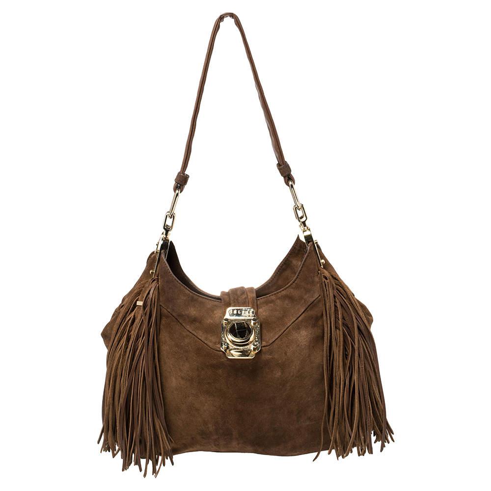 Celine Brown Suede and Leather Fringe Dimitri Shoulder Bag商品第1张图片规格展示