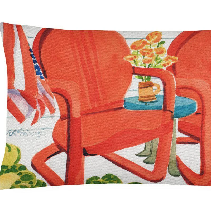 商品Caroline's Treasures|12 in x 16 in  Outdoor Throw Pillow Red Chairs Patio View Canvas Fabric Decorative Pillow,价格¥236,第1张图片