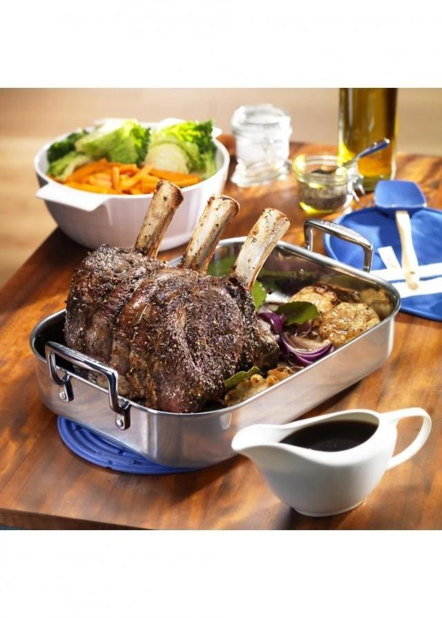 商品Le Creuset|3-ply stainless steel rectangular roaster 35cm,价格¥2314,第3张图片详细描述