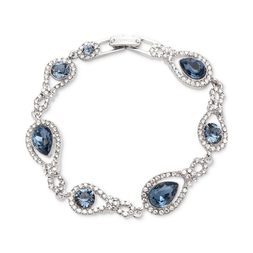 Silver-Tone Pavé & Color Crystal Open Pear Flex Bracelet商品第1张图片规格展示