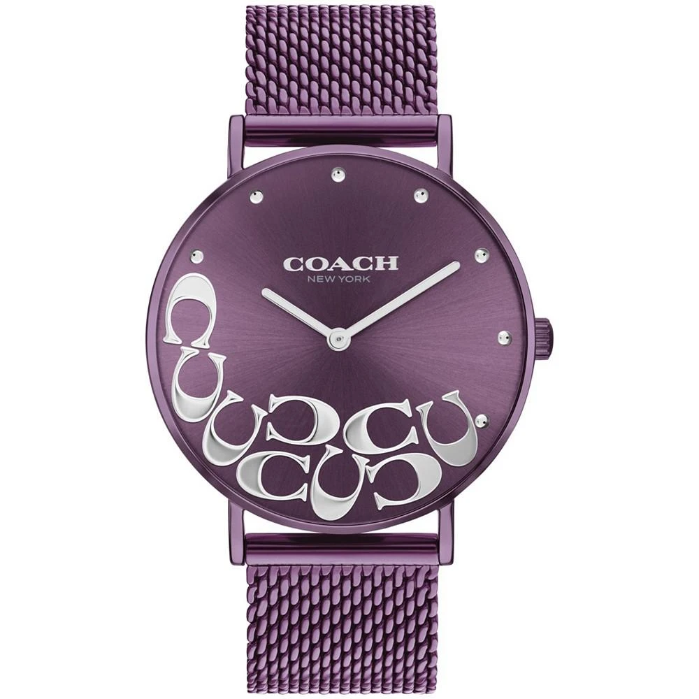 商品Coach|Women's Perry Purple Stainless Steel Mesh Bracelet Watch,价格¥1315,第1张图片