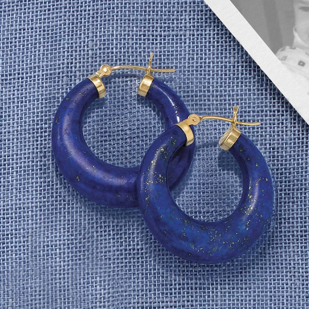 商品Ross-Simons|Ross-Simons Jade Hoop Earrings With 14kt Yellow Gold,价格¥2374,第4张图片详细描述