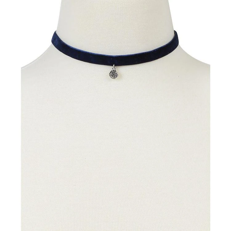 商品Lucky Brand|Silver-Tone Pavé Navy Velvet Choker Necklace,价格¥76,第2张图片详细描述