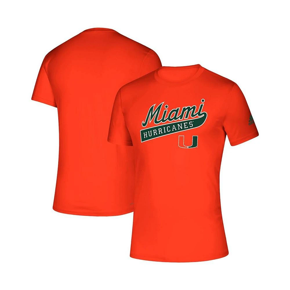 商品Adidas|Men's Orange Miami Hurricanes Script Ball Creator AEROREADY T-shirt,价格¥256,第1张图片