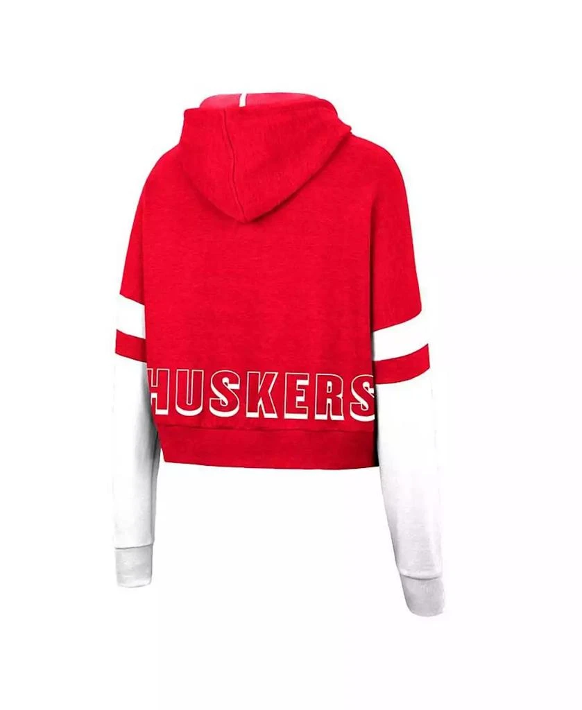 商品Colosseum|Women's Scarlet Nebraska Huskers Throwback Stripe Arch Logo Cropped Pullover Hoodie,价格¥278,第3张图片详细描述