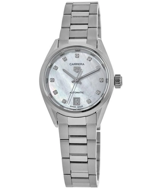 商品TAG Heuer|Tag Heuer Carrera Automatic Mother of Pearl Diamond Dial Steel Women's Watch WBN2412.BA0621,价格¥22144,第1张图片
