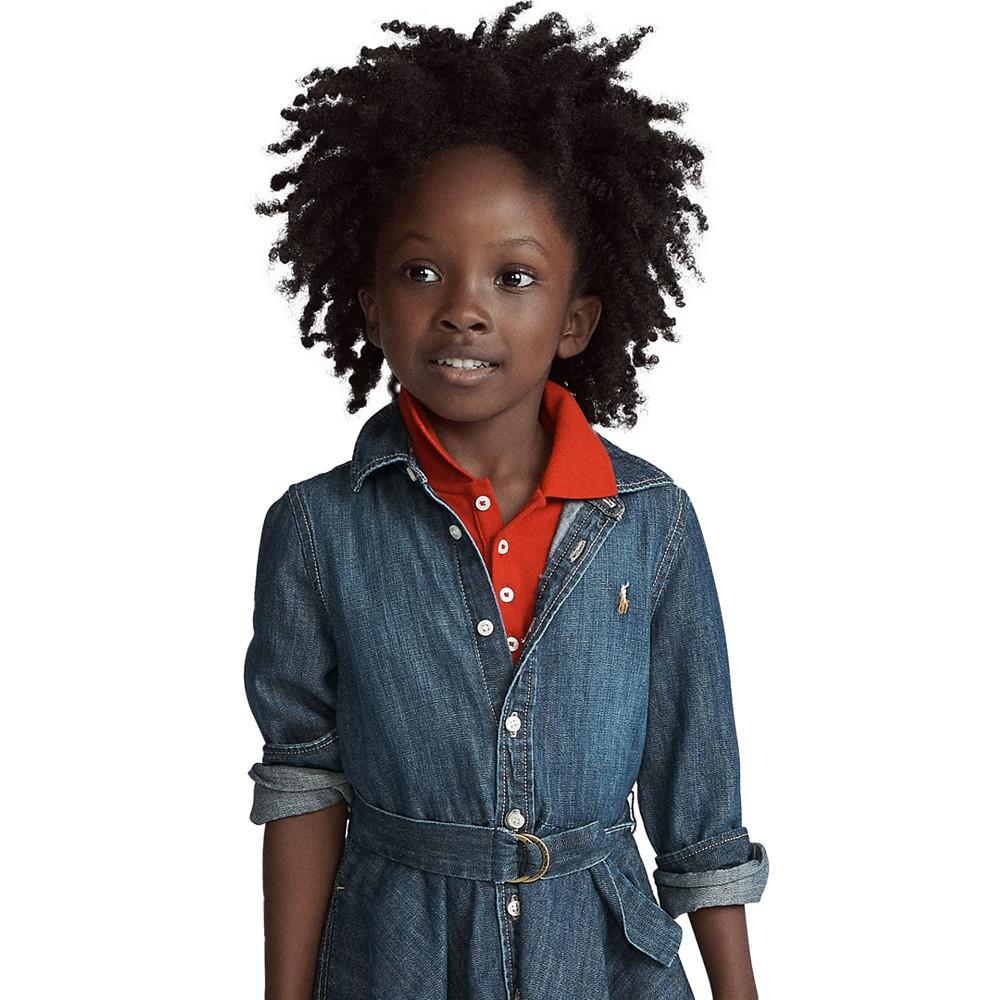 商品Ralph Lauren|Toddler and Little Girls Denim Cotton Shirtdress,价格¥449,第7张图片详细描述