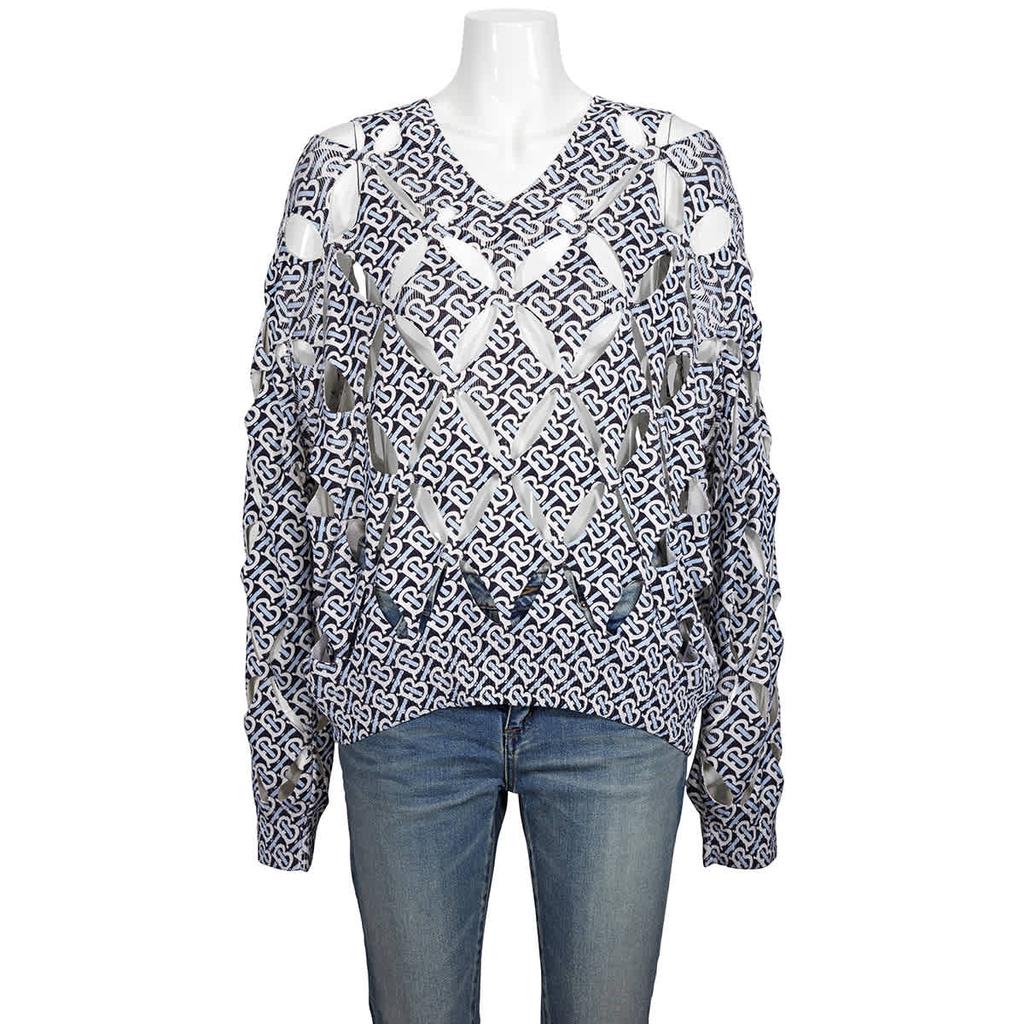 Burberry Mens Monogrammed Cutout Sweater, Size Small商品第1张图片规格展示