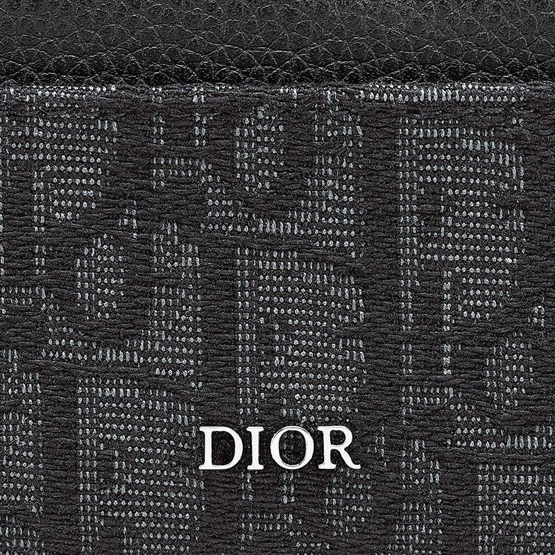 商品Dior|DIOR/迪奥 2021春夏新款 男士黑色Oblique提花帆布小牛皮卡包,价格¥4850,第3张图片详细描述