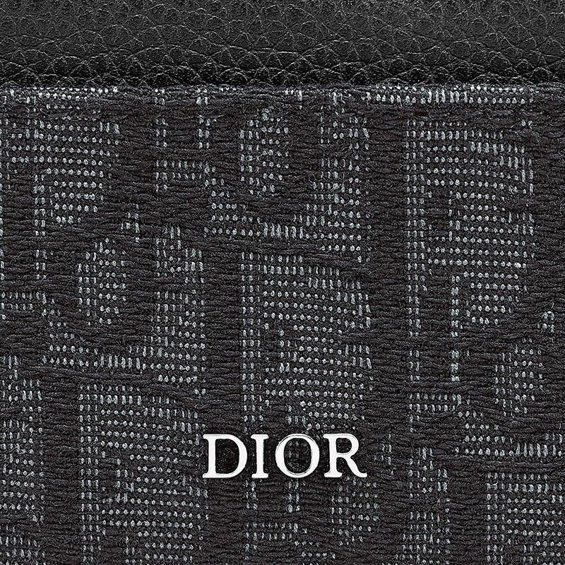 商品Dior|DIOR/迪奥 2021春夏新款 男士黑色Oblique提花帆布小牛皮卡包,价格¥4812,第5张图片详细描述