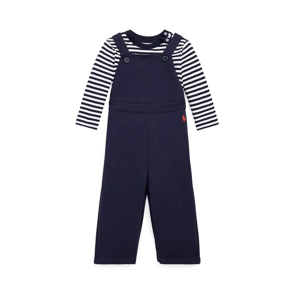 商品Ralph Lauren|Baby Boys Striped Jersey T-shirt and Fleece Overall Set, 2 Piece,价格¥232,第1张图片