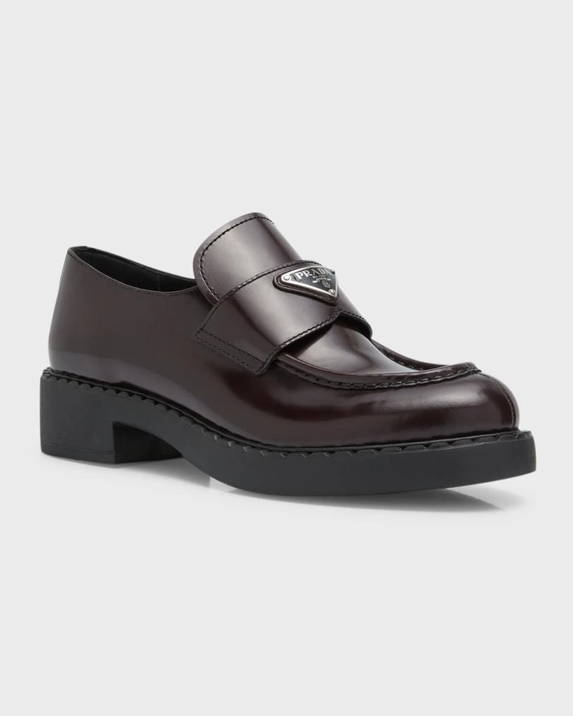 商品Prada|Leather Triangle Logo Loafers,价格¥8829,第4张图片详细描述