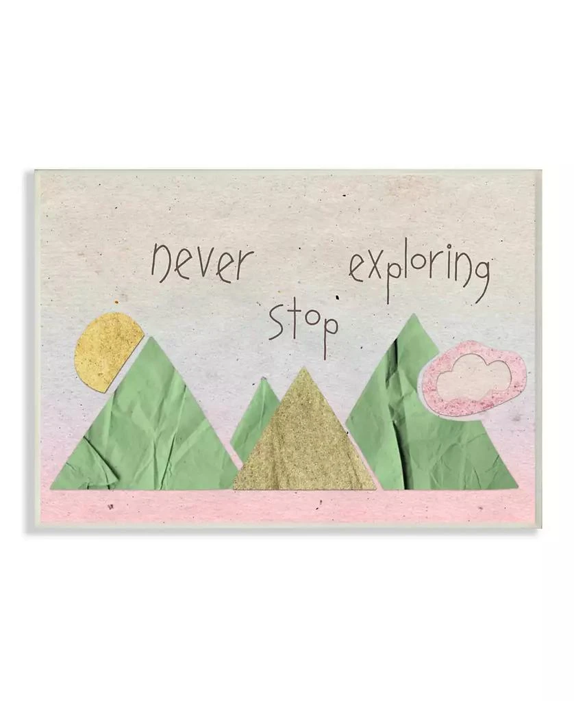 商品Stupell Industries|Never Stop Exploring Mountain Collage Pink Wall Plaque Art, 10" x 15",价格¥156,第1张图片