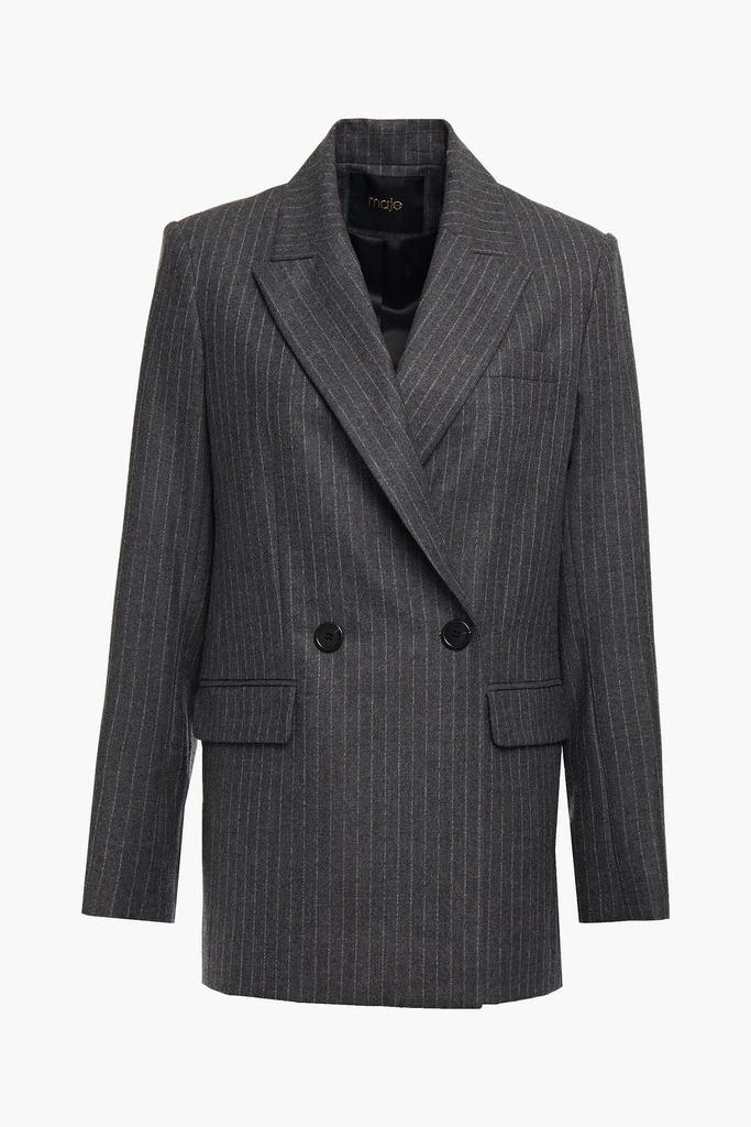商品Maje|Double-breasted pinstriped wool and cashmere-blend blazer,价格¥1896,第3张图片详细描述