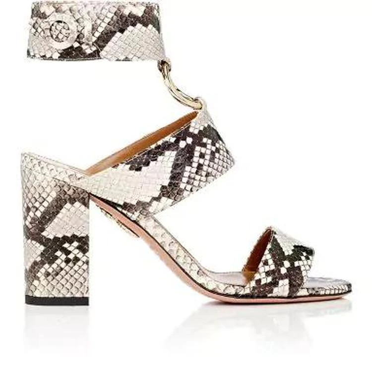 商品Aquazzura|Safari Snakeskin Ankle-Strap Sandals,价格¥2968,第1张图片