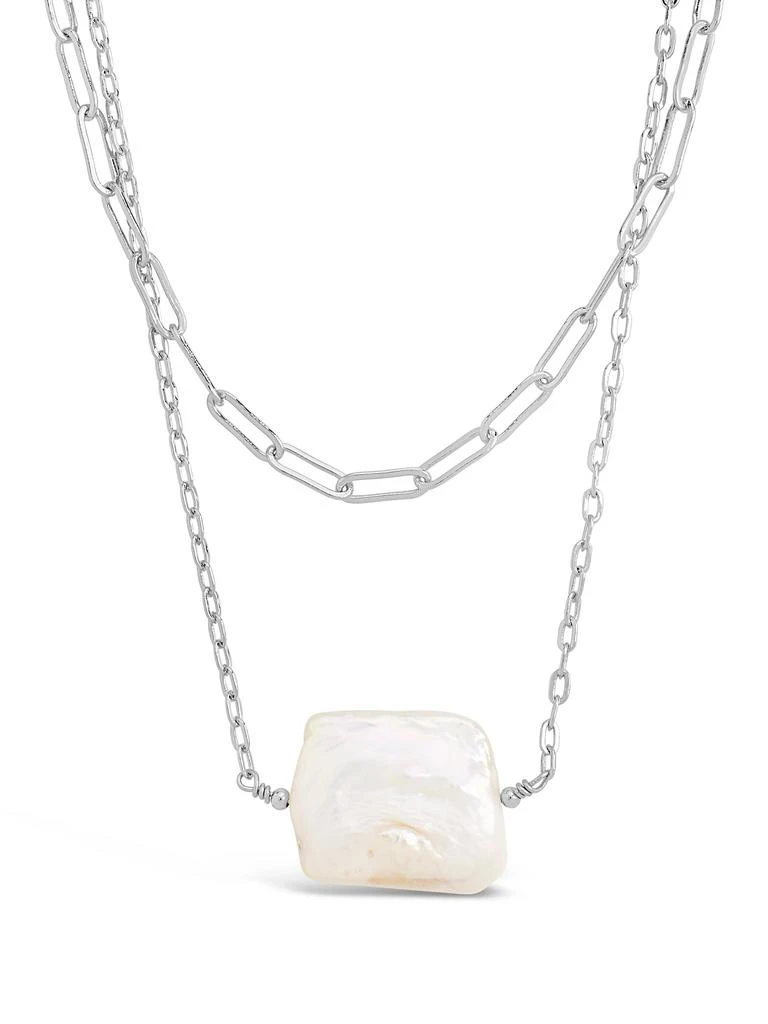 商品Sterling Forever|Chain Link and Pearl Layered Necklace,价格¥113,第1张图片