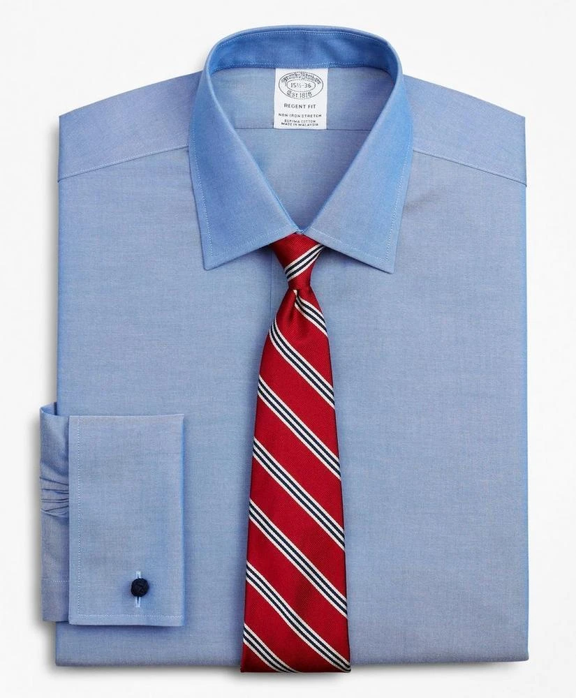 商品Brooks Brothers|Stretch Regent Regular-Fit  Dress Shirt, Non-Iron Pinpoint Ainsley Collar French Cuff Pinpoint,价格¥873,第1张图片