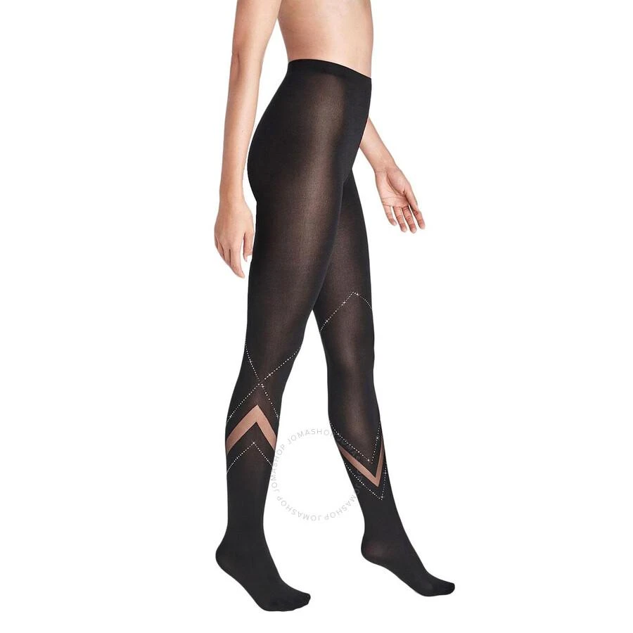 商品Wolford|Ladies Black/Hematite Avery Opaque And Sheer Tights,价格¥320,第1张图片